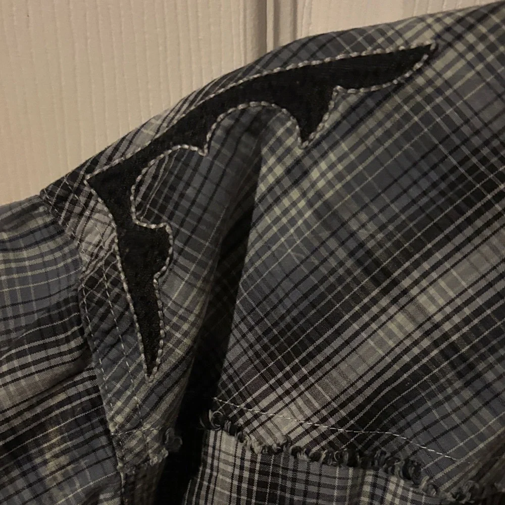 Rock 47 Men's Blue Plaid Casual Button Down Shirt - Picture 5 of 6